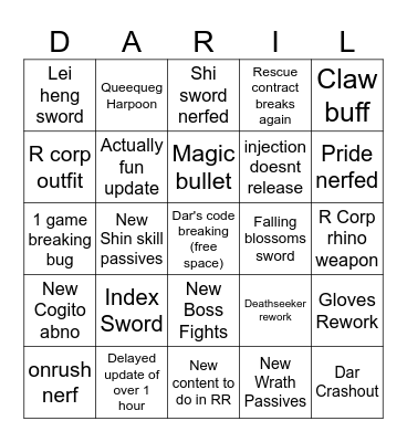 darillu Bingo Card