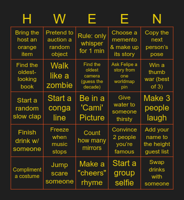 Gamlestan Halloween Bingo Card
