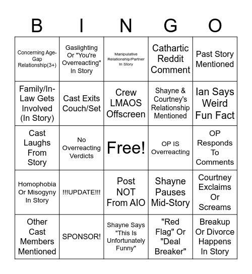 SRRS Bingo Card
