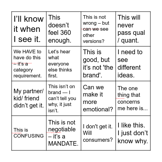 Creative Excellence: Card 01 Bingo Card
