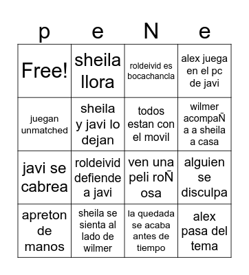 cenicero grupal Bingo Card