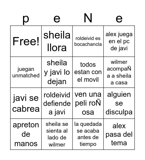 cenicero grupal Bingo Card