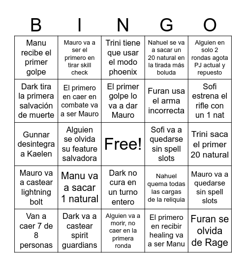 NeverHeims última sesión Bingo Card
