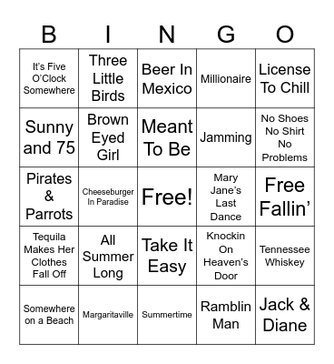 Beach Bar Vibes Bingo Card