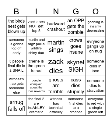 enas final life bingo Card