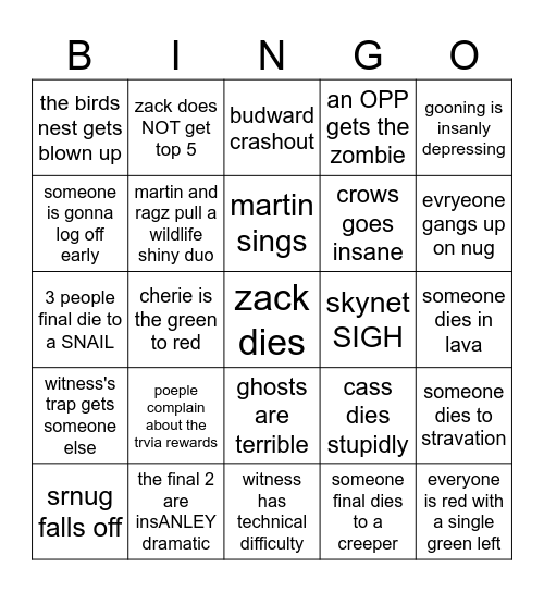 enas final life bingo Card