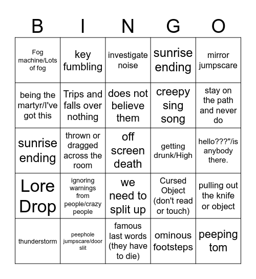 Halloween Bingo 2025 Bingo Card