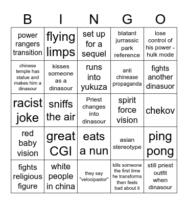 Velocipastor Bingo Card