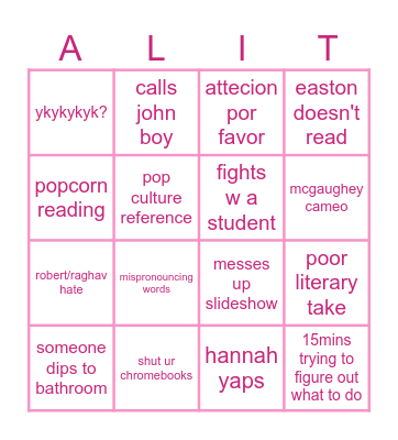Ms.Lorenzo + Lit Bingo Card