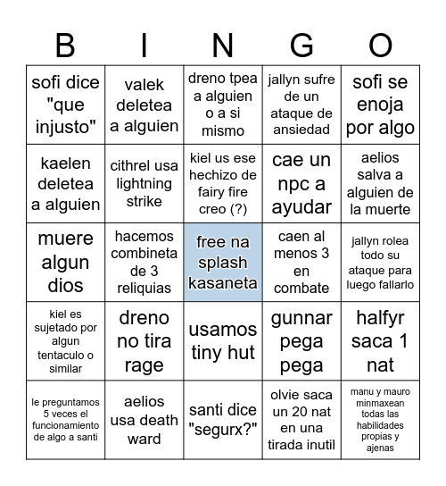 sesiones finales nh2 Bingo Card
