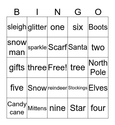 Holidays Bingo Card