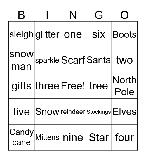 Holidays Bingo Card