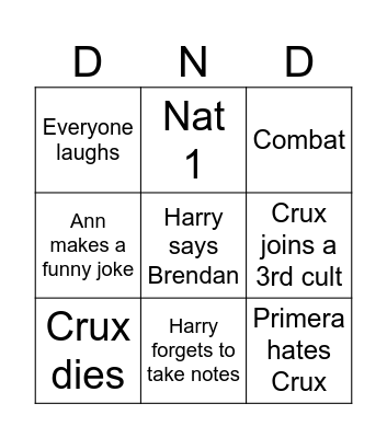 DND Bingo Card