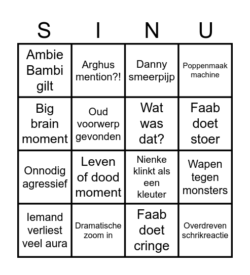 Anubis Arghus Edition Bingo Card