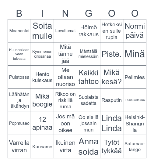 Bingo Bingo Card