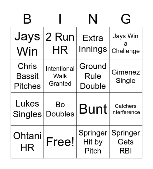 World Series Bingo! Bingo Card