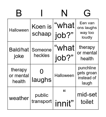 BBQomedy Bingo Card