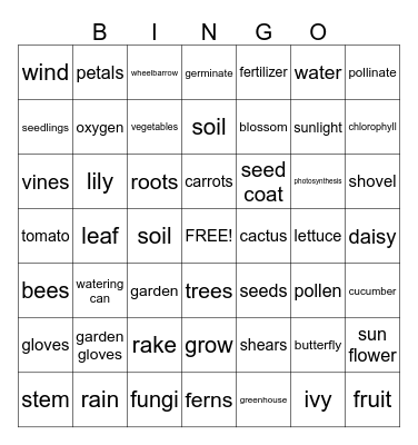 Plants Bingo Card