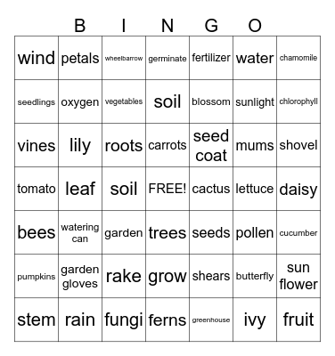 Plants Bingo Card