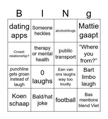 BBQomedy Bingo Card
