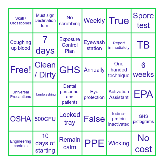 OSHA 2025 Bingo Card
