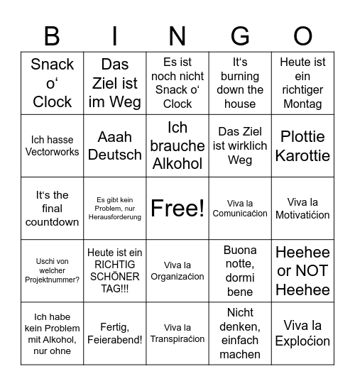 Büro Bingo Card
