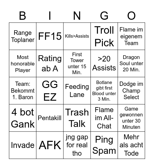 LOL BINGO Card