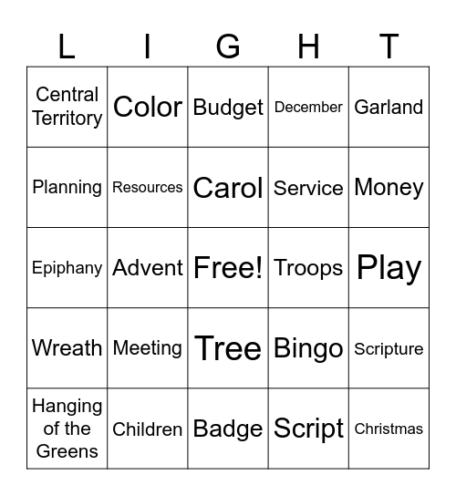 Advent Bingo Card