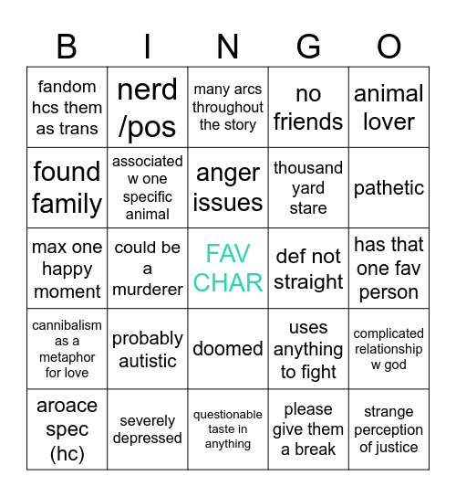 My fav char combo Bingo Card