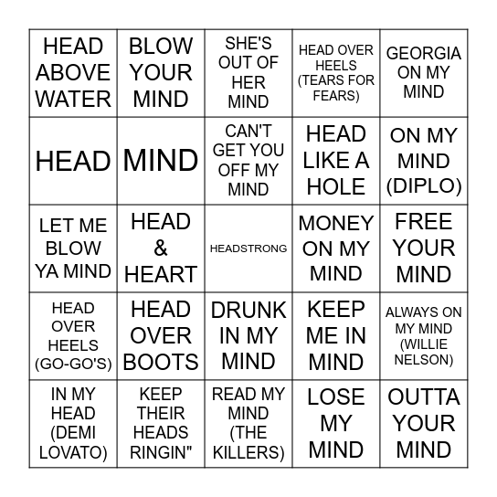 HEADS AND MINDS Bingo Card