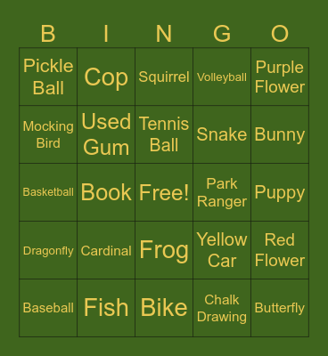 Park Bingo Card