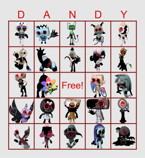 Dandy's World Twisted Bingo (HALLOWEEN INCLUDED) Bingo Card