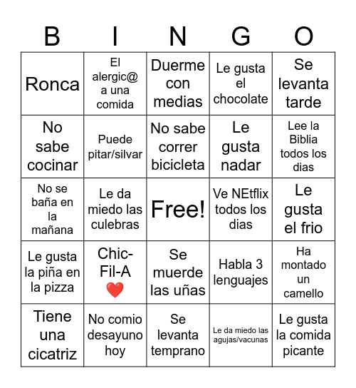 AY Bingo Card