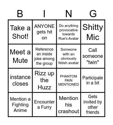 Zweekers Ultimate Drinking Night Bingo Card