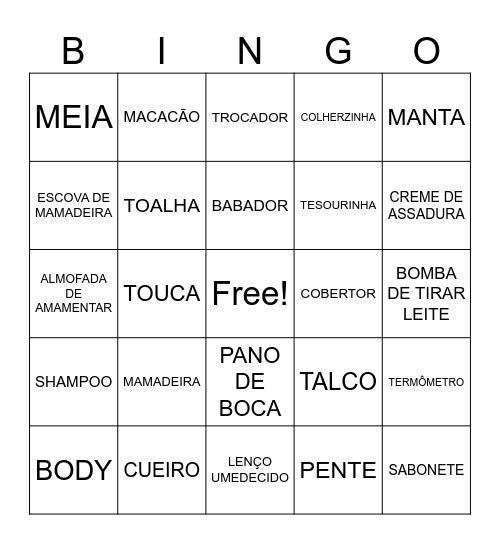 Chá Revelação Samuel 🩵 Letícia 🩷 Bingo Card