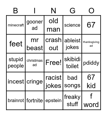 youtube shorts bingo Card