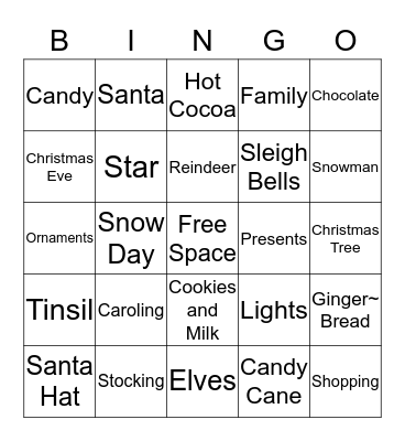 CHRISTMAS Bingo Card