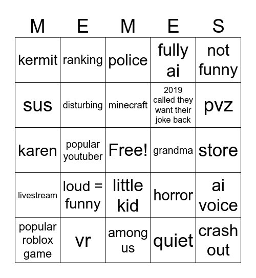 memes Bingo Card