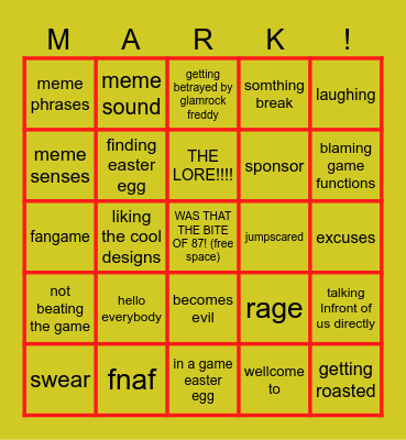 markiplier Bingo Card