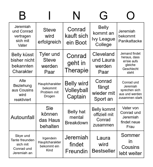 The Summer I turned pretty Bingo Card