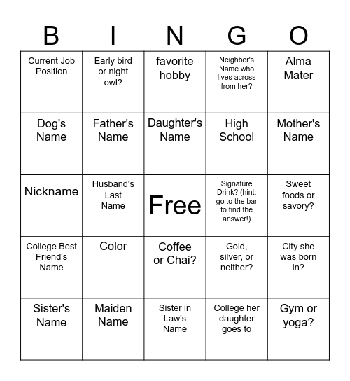 Madhu's 50th Birthday Bingo! Bingo Card
