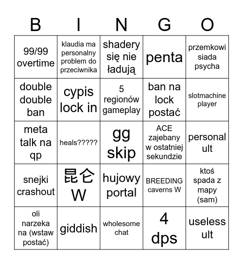 Granie w Marvele bingo Card