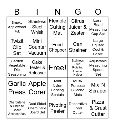 Julie's PC Party Bingo Card