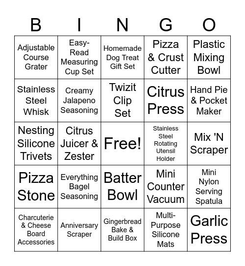 Pampered Chef - Julia's Party! Bingo Card