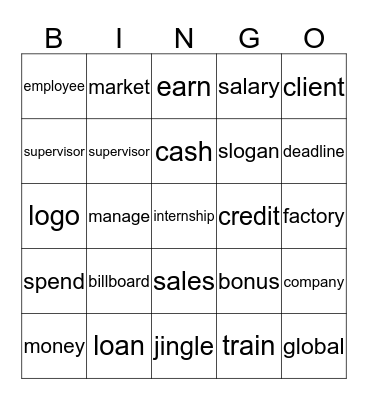 Business Vocabulary Bingo Card