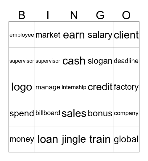 Business Vocabulary Bingo Card