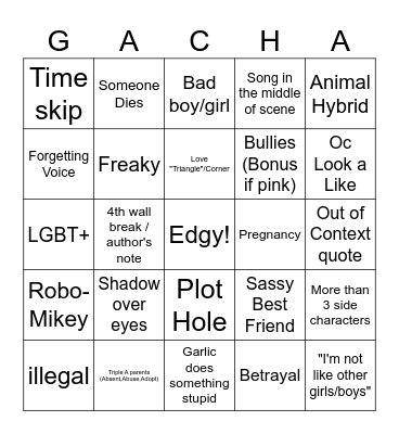 GACHA  BINGO Card