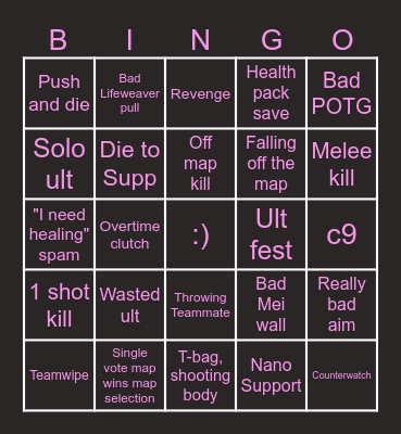 Overwatch Bingo Card