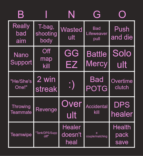 Overwatch 2 Bingo Card