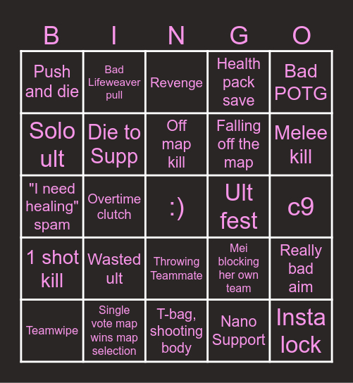 Overwatch Bingo Card